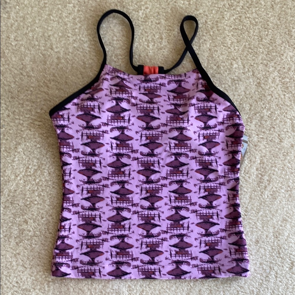 Purple Patterned Workout Top